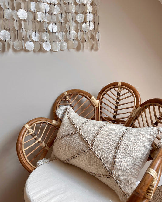 Housse de coussin Bali avec cauris