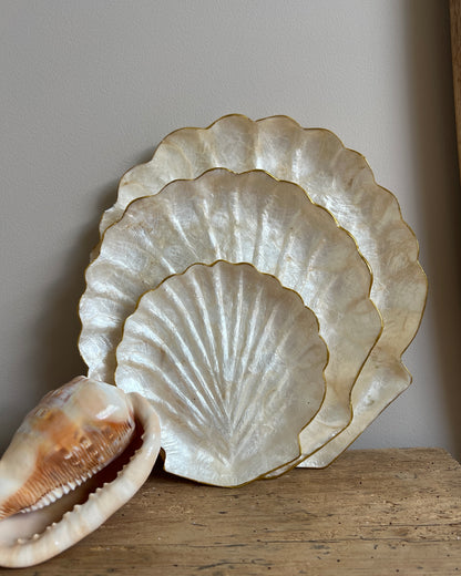 Plateau coquille Saint-Jacques en nacre de Capiz - Taille L