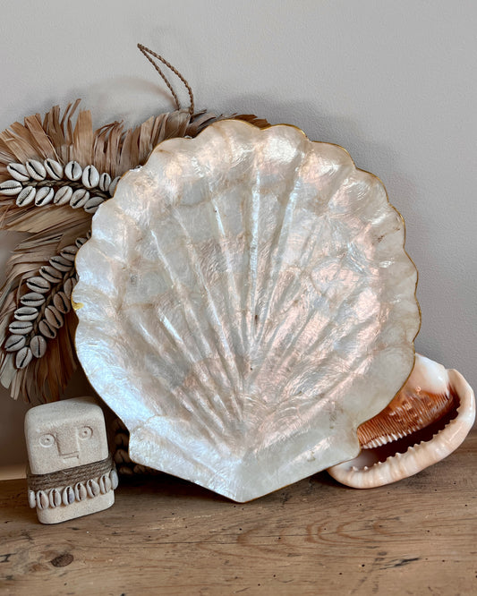 Plateau coquille Saint-Jacques en nacre de Capiz - Taille L