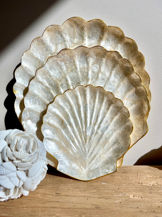 Plateau coquille Saint-Jacques en nacre de Capiz - Taille S